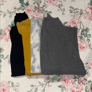 Four long sleeve waffle fabric shirts